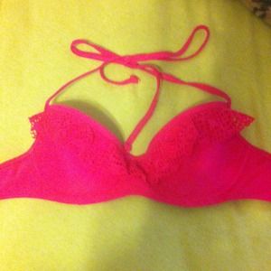 NWOT hot pink crochet hollister bikini top