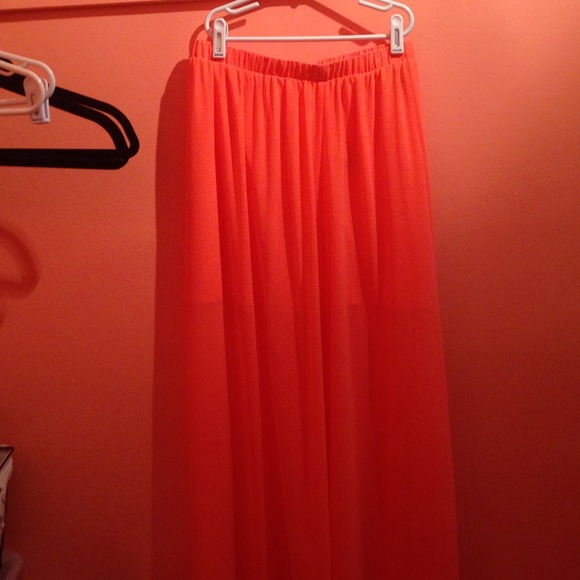 Neon orange maxi skirt