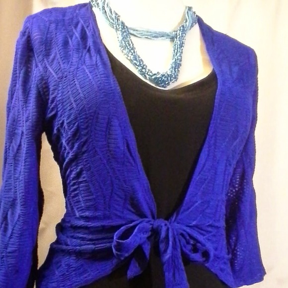 Chico's Traveler's electric blue Tie Top Sz 1