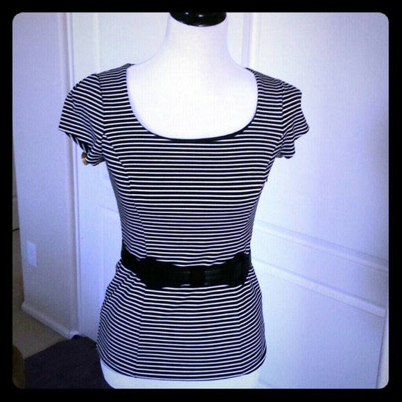 WHBM NWT Black and White stripped shirt