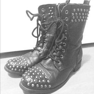 Black Studded Combat Boots