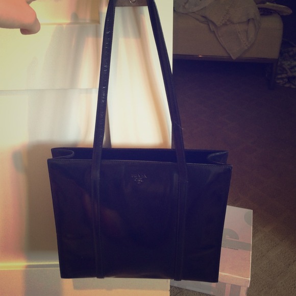 PRADA patent black tote - used once