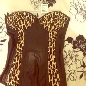 Cheetah print leather corset