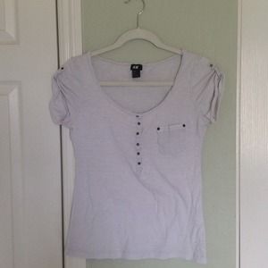Gray half button T-shirt