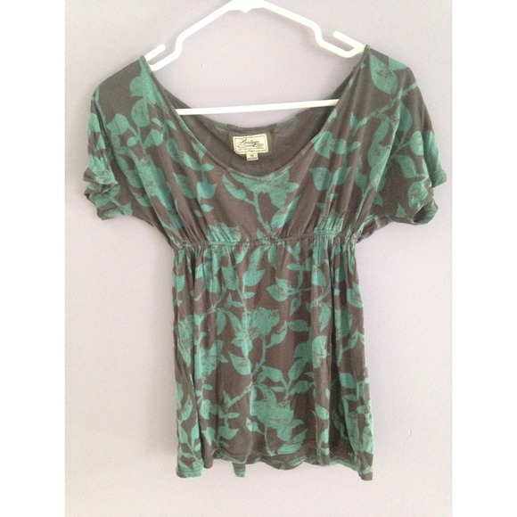 teal floral vine design babydoll top