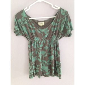 teal floral vine design babydoll top