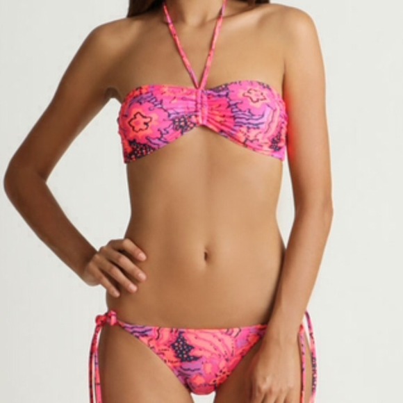 Tibi Tide Pool Bandeau String Bikini Swimsuit