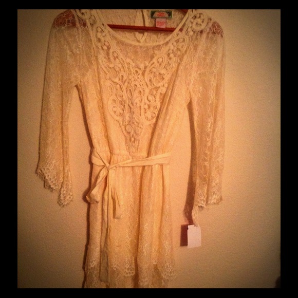 Lace dress with bell Sleeves & two tiered skirt