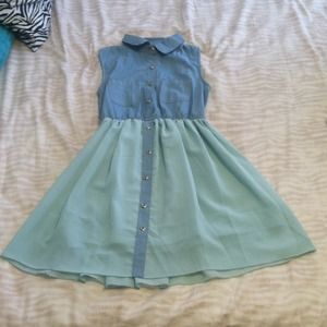 jean top mint bottom dress