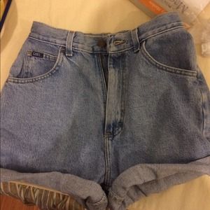 Lee high waisted light wash denim shorts