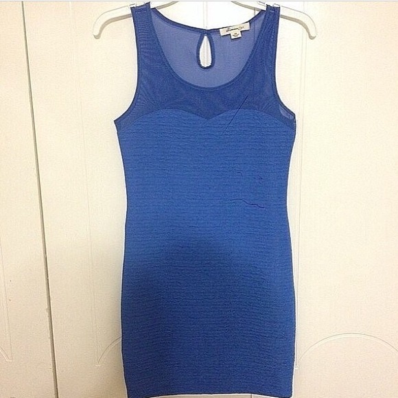 Forever 21 Dresses Blue Meshsolid Bodycon Dress Poshmark