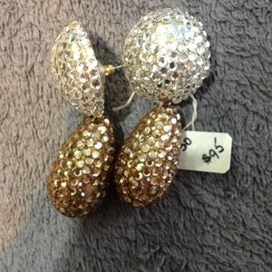 Two tone rhinestone covered earrings