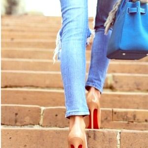 Blue Hermes  Birkin style bag