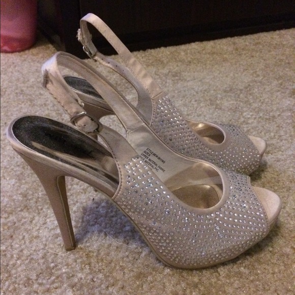 Bling Peep Toe Sling Back Stilettos