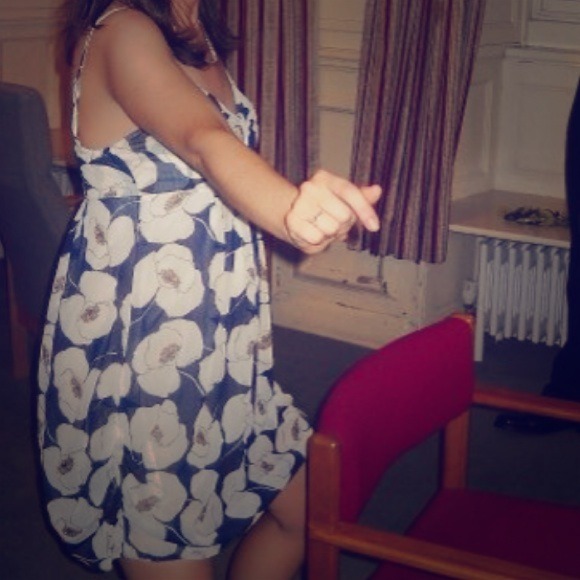 Blue and White Floral Dress - Picture 1 of 3