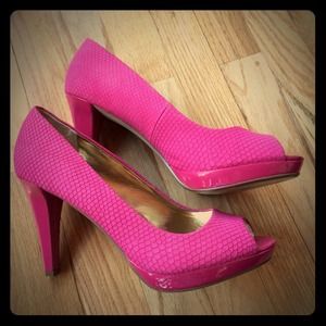 Pink Suede and Patent Leather Heel
