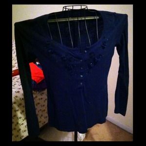 Long sleeve blue/black dress shirt