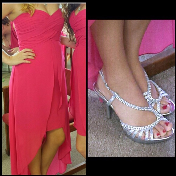 Davids Bridal formal high low dress and shoes