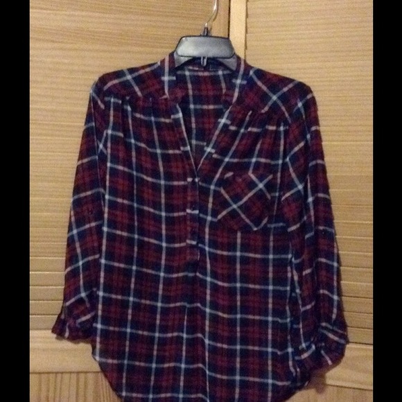 Plaid Chiffon Top - Picture 2 of 3