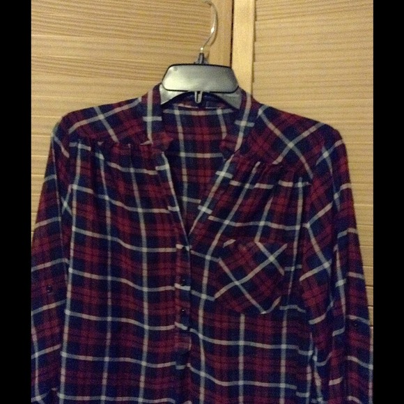 Plaid Chiffon Top - Picture 3 of 3