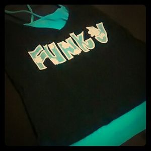 Sporty top with sparkly Funky and flowers