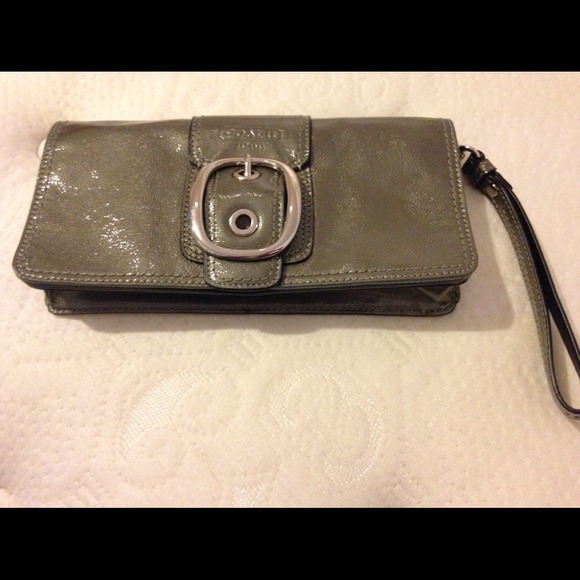 Coach metallic silver clutch