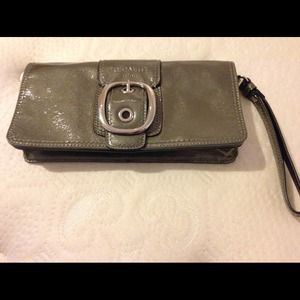 Coach metallic silver clutch