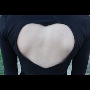 LF studded sleeve heart cut out crop top