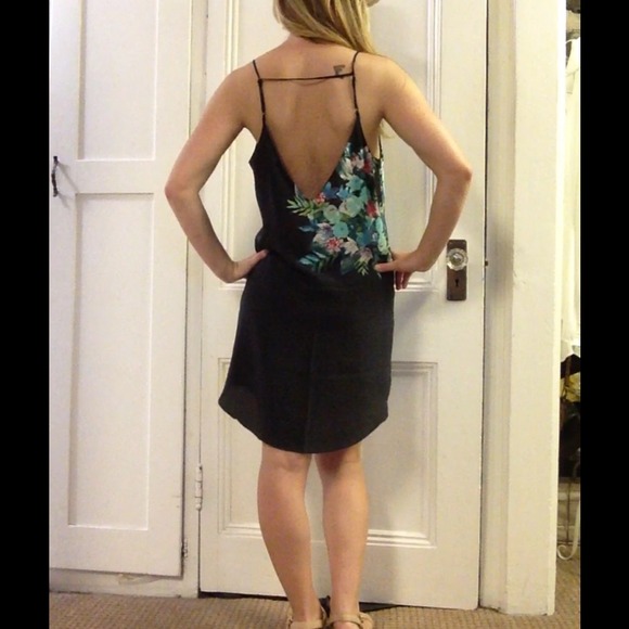 Rory Beca 100% silk navy dress with floral detail - Picture 2 of 4
