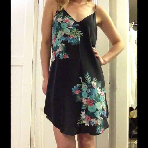 Rory Beca 100% silk navy dress with floral detail - Picture 3 of 4