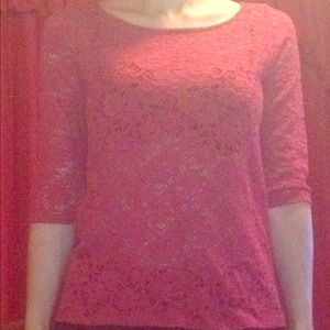 Crimson lace open back shirt!