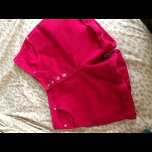 Red high waisted shorts