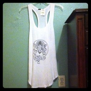 Brandy Melville long white tank elephant print