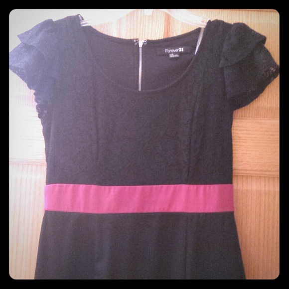 Black dress with short ruffle sleeves