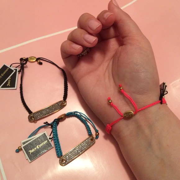 💯%Auth JUICY COUTURE CORAL &Gold Pave ID Bracelet - Picture 3 of 4