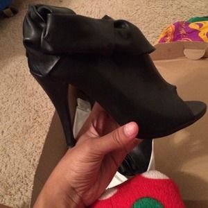 Black open toe booties