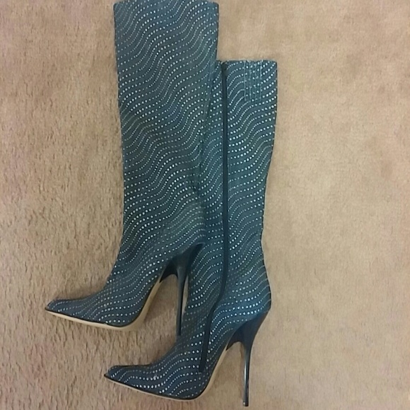 Denim stiletto boots never worn - Picture 3 of 4