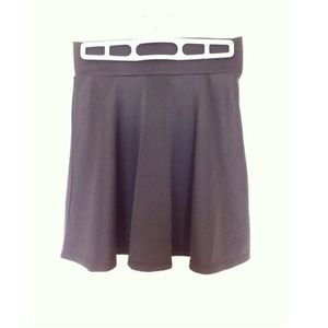 High Waisted Black Skater Skirt