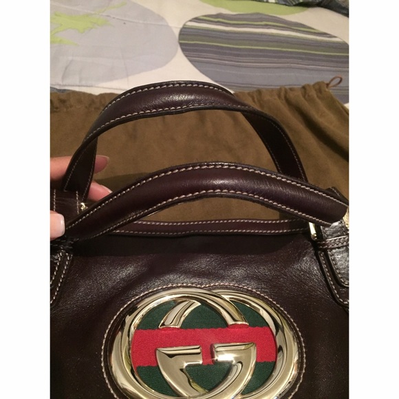 GUCCI brown hobo leather bag - Picture 3 of 6