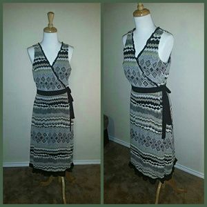 Green chevron wrap dress