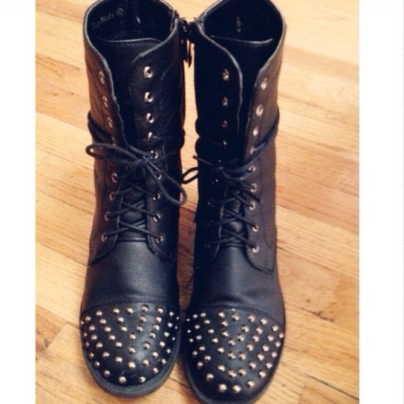 Black studded combat boots