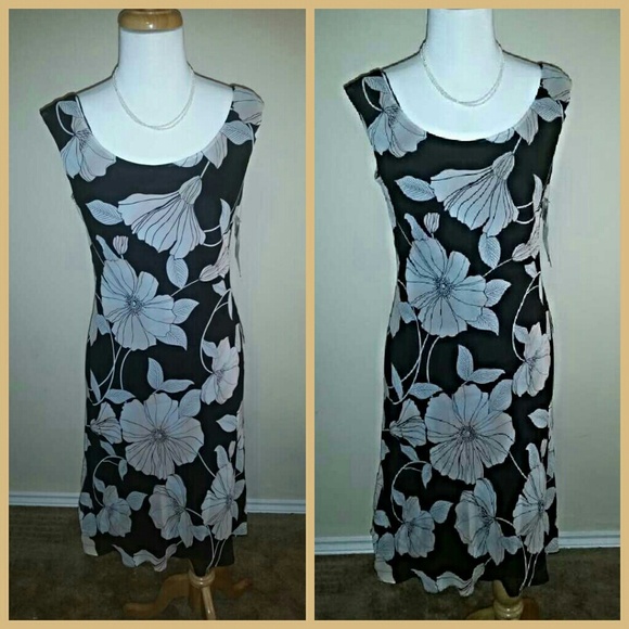 Black floral dress 100% silk by Maggy London NWT