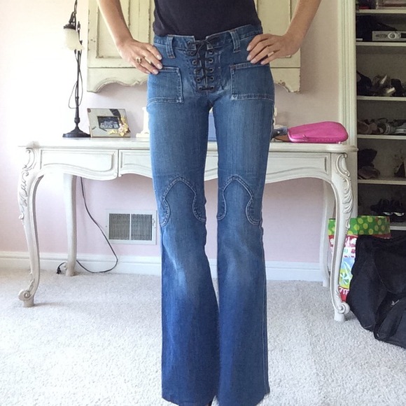 tie front jeans