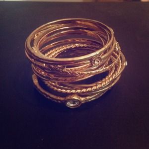 Gold tone bangles! Set of 16!