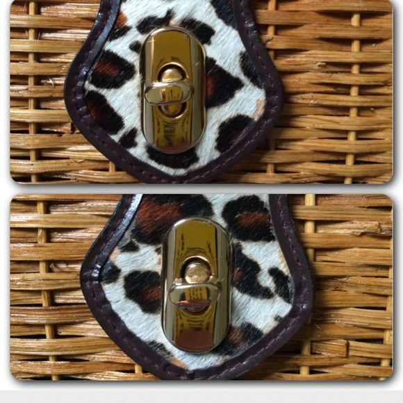 Adrienne Vittadini Wicker Clutch w/Calf Hair Trim - Picture 4 of 4