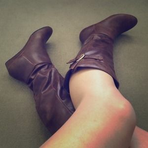 Brown Faux Leather Boots NWOB