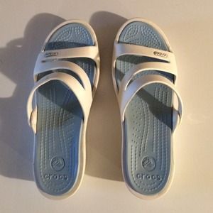 Crocs sandals baby blue and white