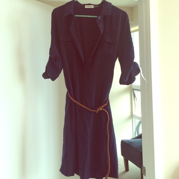 Collared, button up, and belted dress