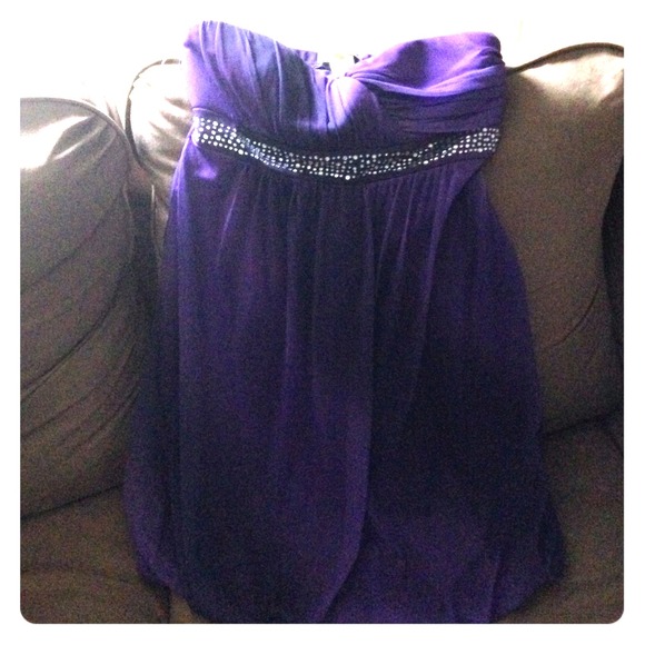 Purple strapless dress