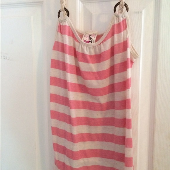 Pink and cream tank top